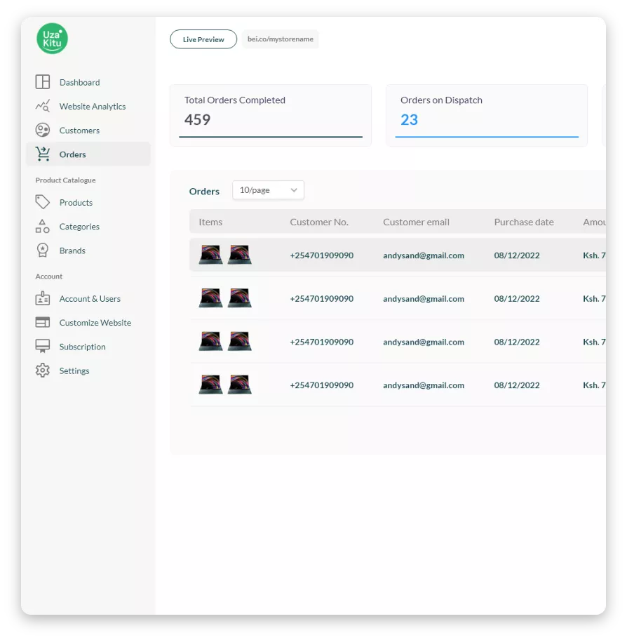 Orders Dashboard